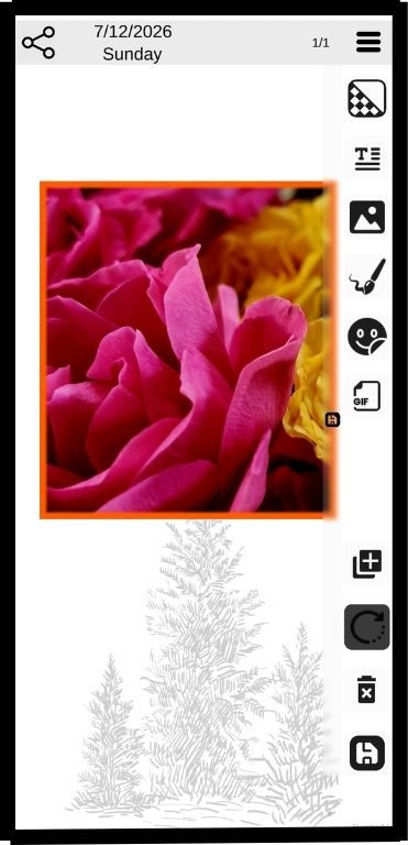 While the picture is highlighted you can move it, change its size and rotate it using the rotation button