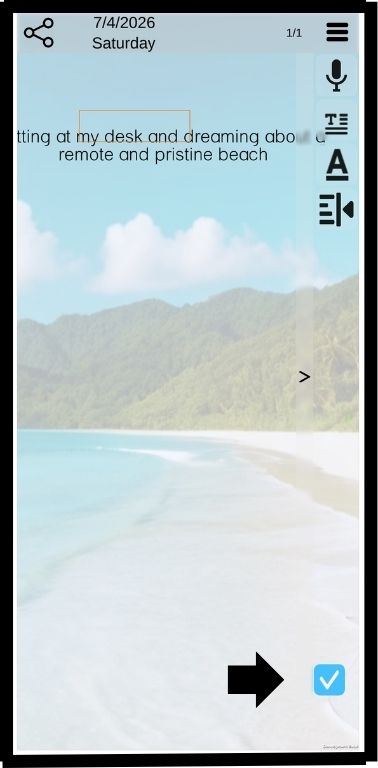 Click the Check button to save the text