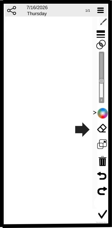 Click the erasure to erase sections of a drawing