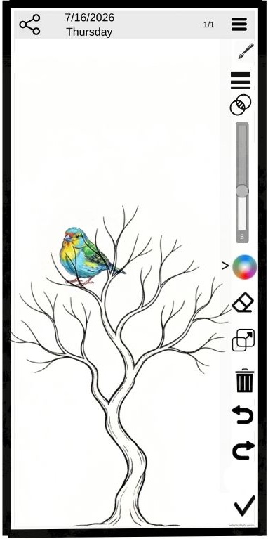 Use two fingers to change the size and location of the drawing