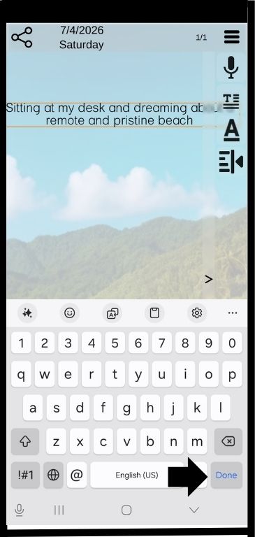 If the keyboard pops up click “done” to make it go away