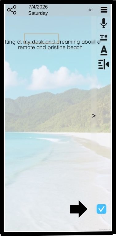 Click the Check button to save the text